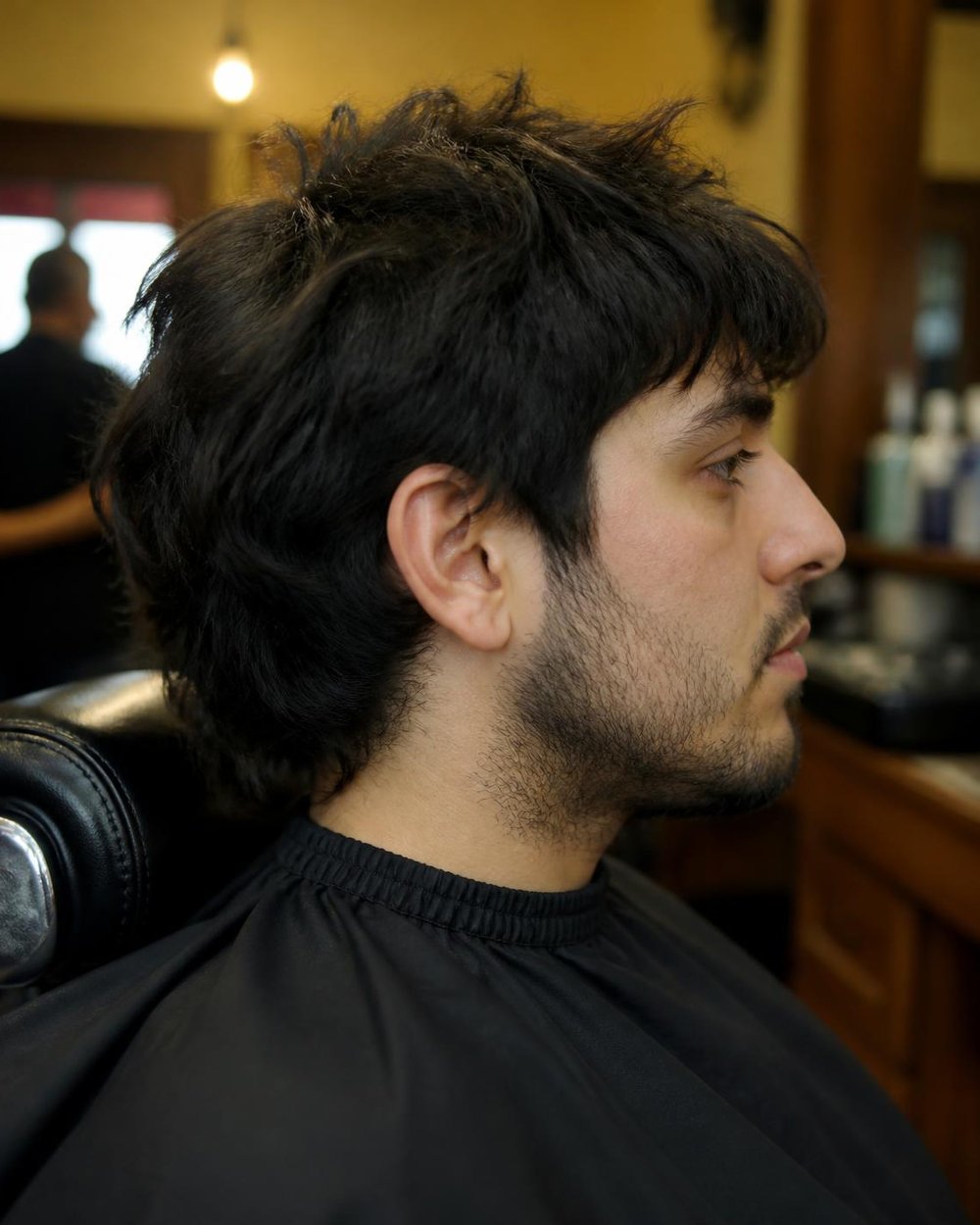 Mid skin fade, before