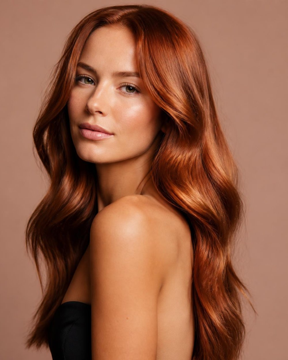 Model with copper hair