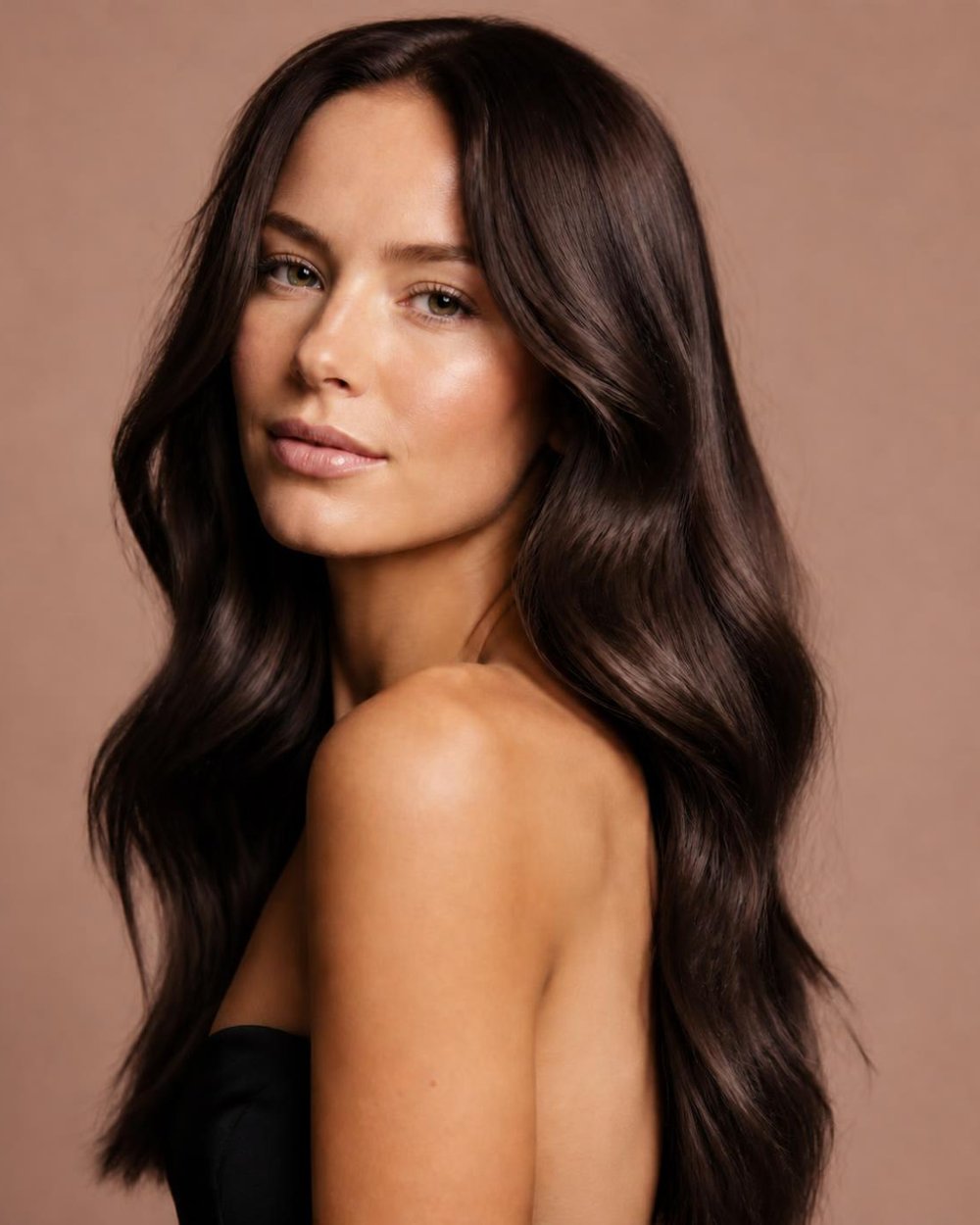 Model with espresso hair