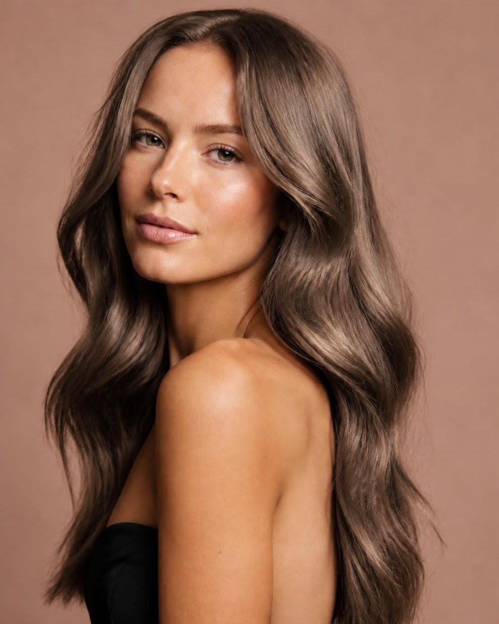 Model with mushroom brown hair